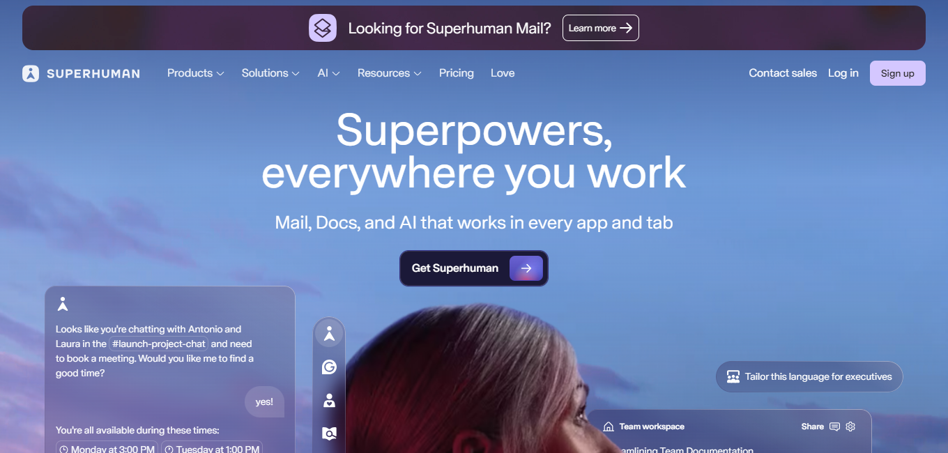 Superhuman captura del producto